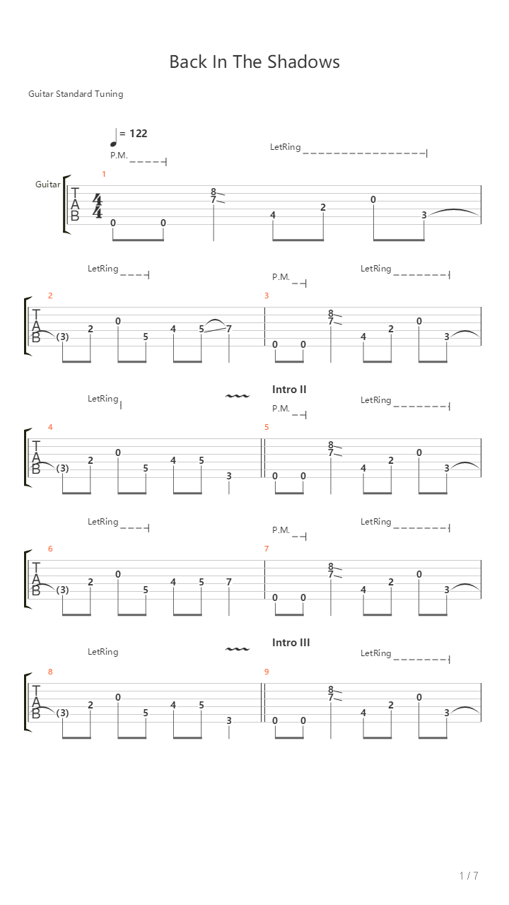 Back In The Shadows吉他谱