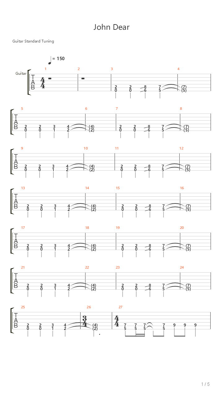 John Dear吉他谱
