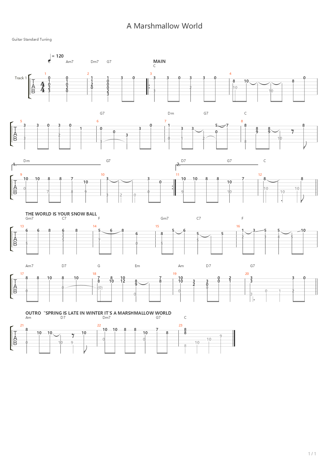 A Marshmallow World吉他谱