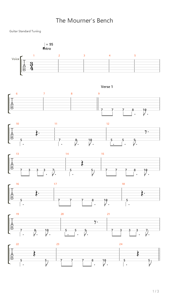 The Mourners Bench吉他谱