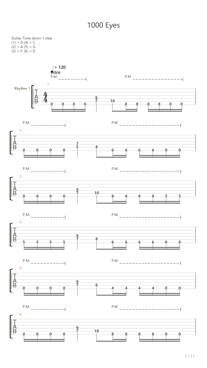 1000 Eyes吉他谱