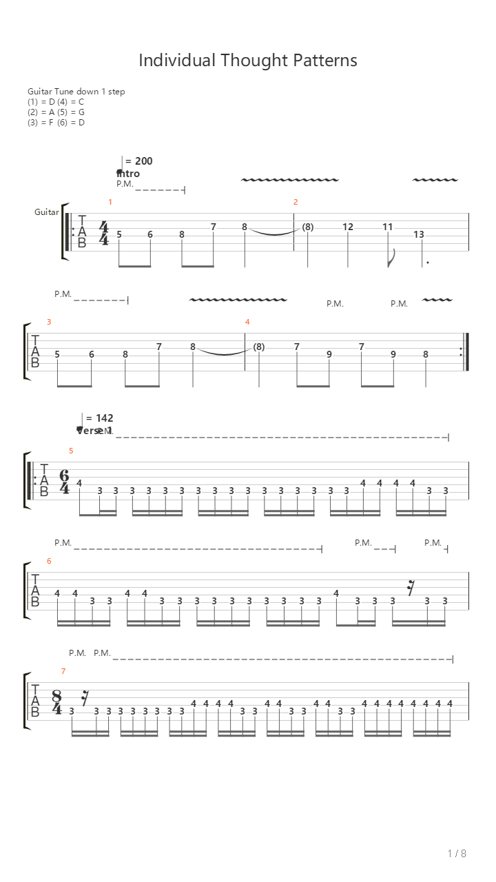 Individual Thought Patterns吉他谱
