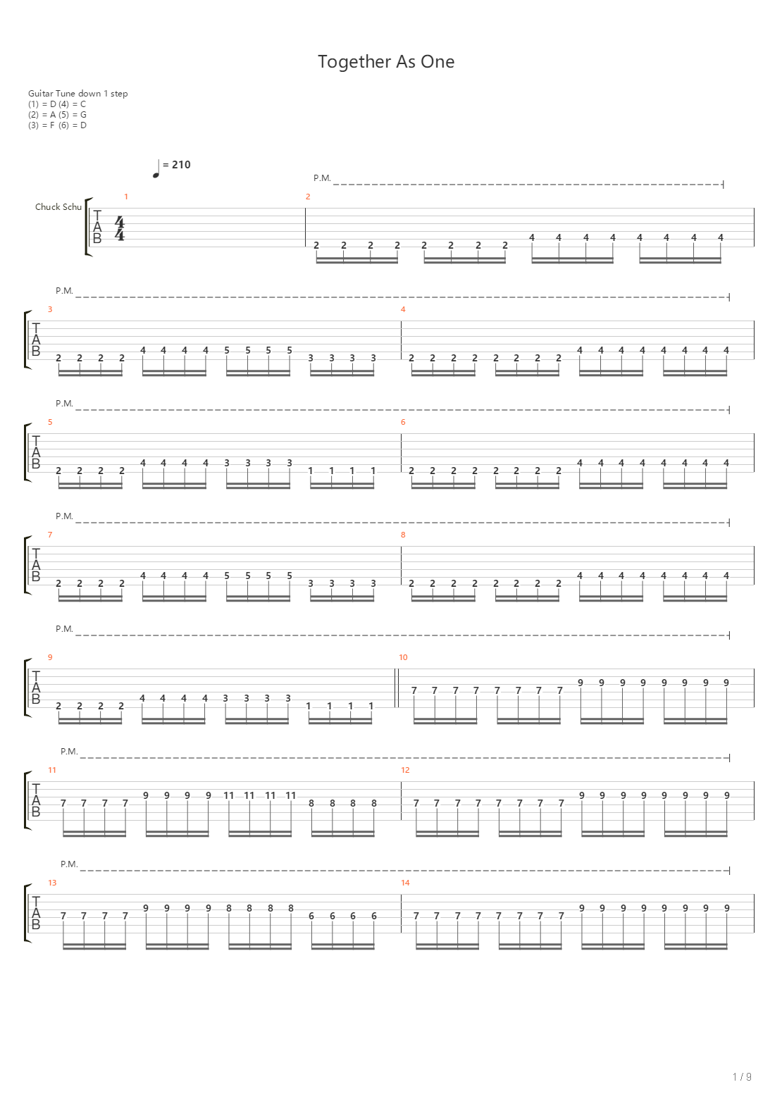 Together As One吉他谱