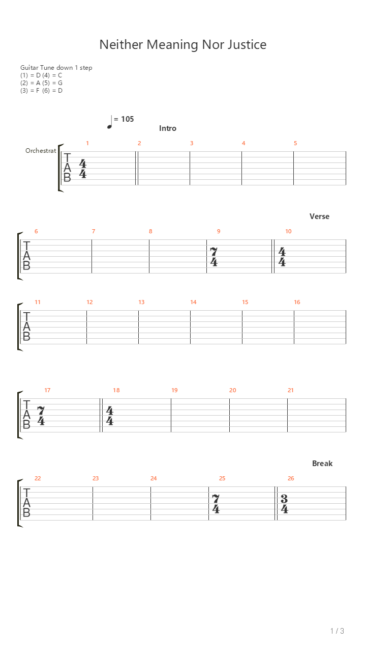 Neither Meaning Nor Justice吉他谱