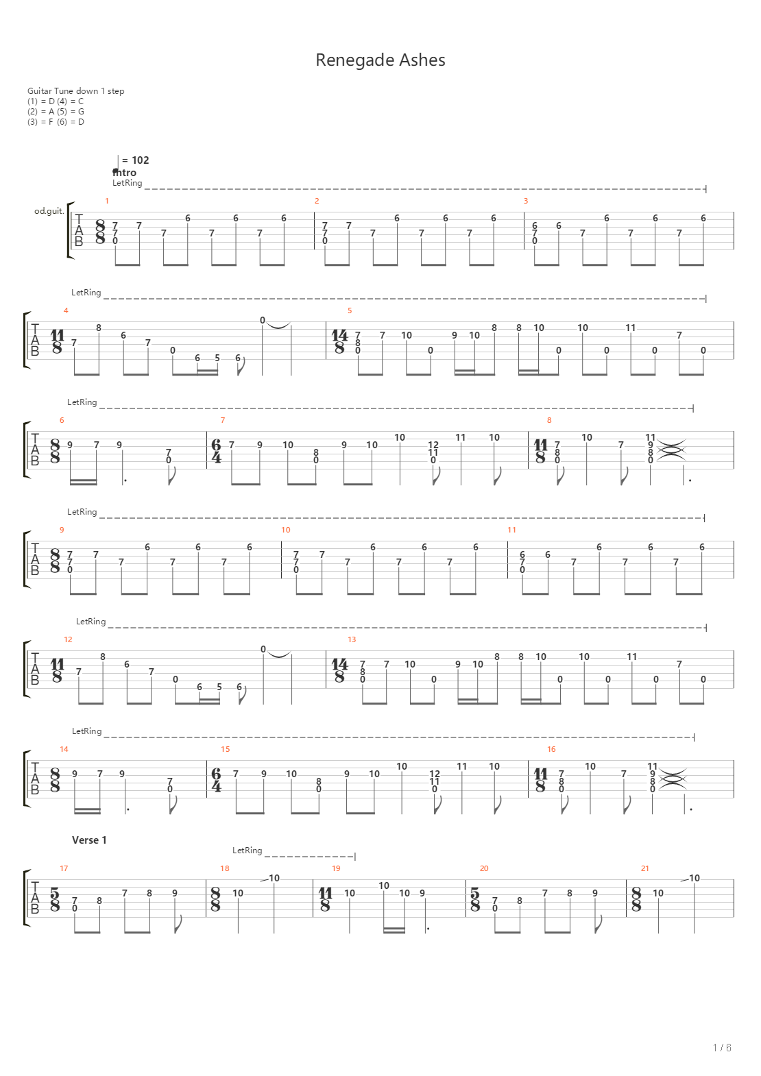 Renegade Ashes吉他谱