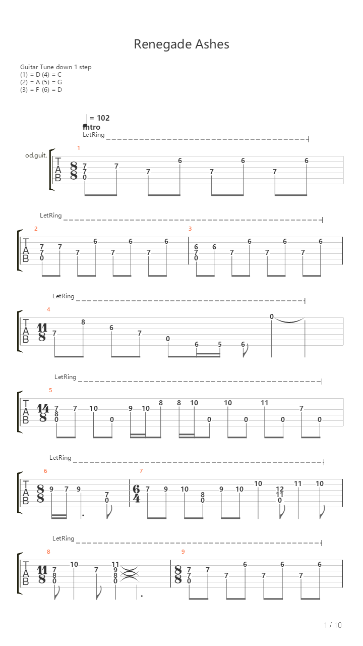Renegade Ashes吉他谱