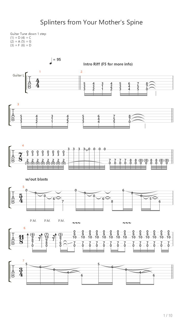 Splinters From Your Mothers Spine吉他谱