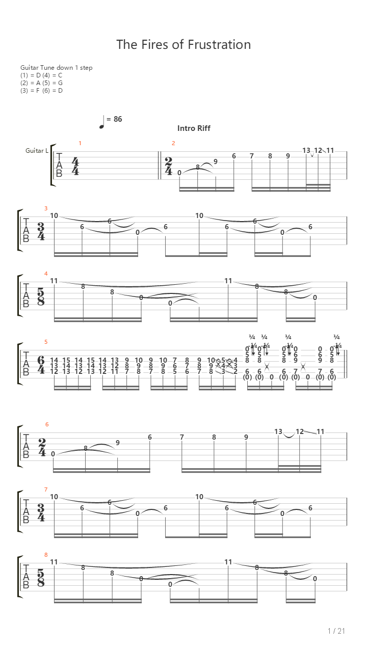 The Fires Of Frustration吉他谱