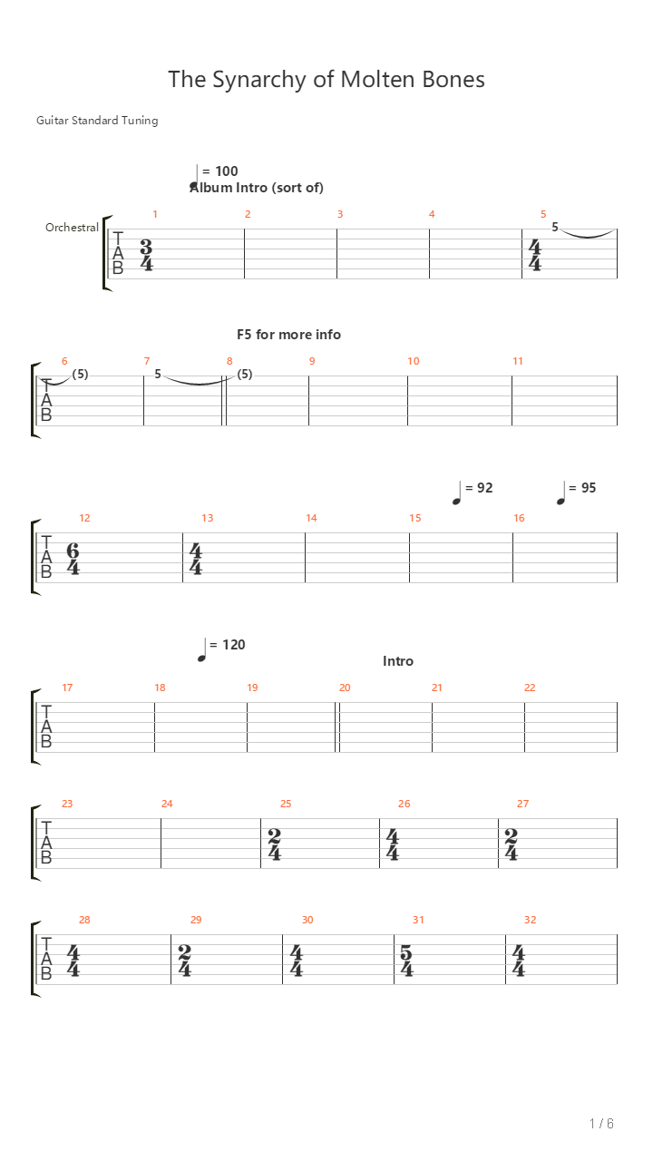 The Synarchy Of Molten Bones吉他谱