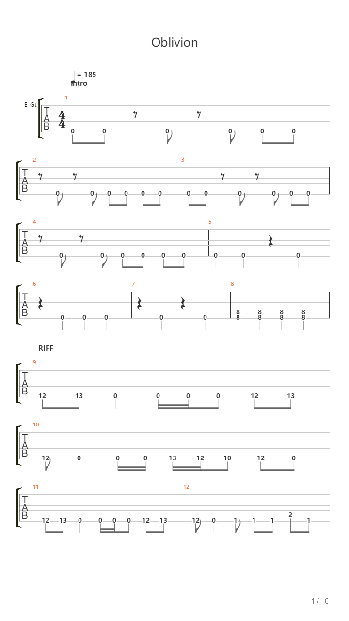 Oblivion吉他谱