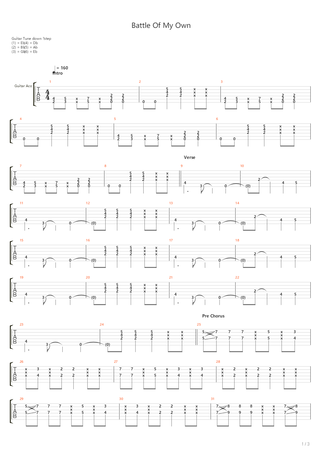 Battle Of My Own吉他谱