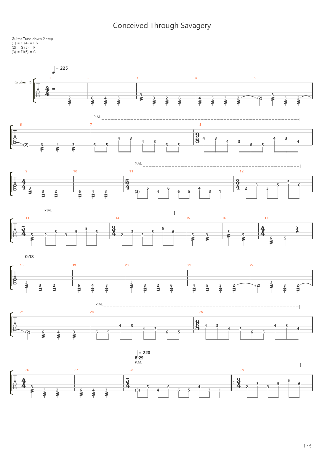 Conceived Through Savagery吉他谱