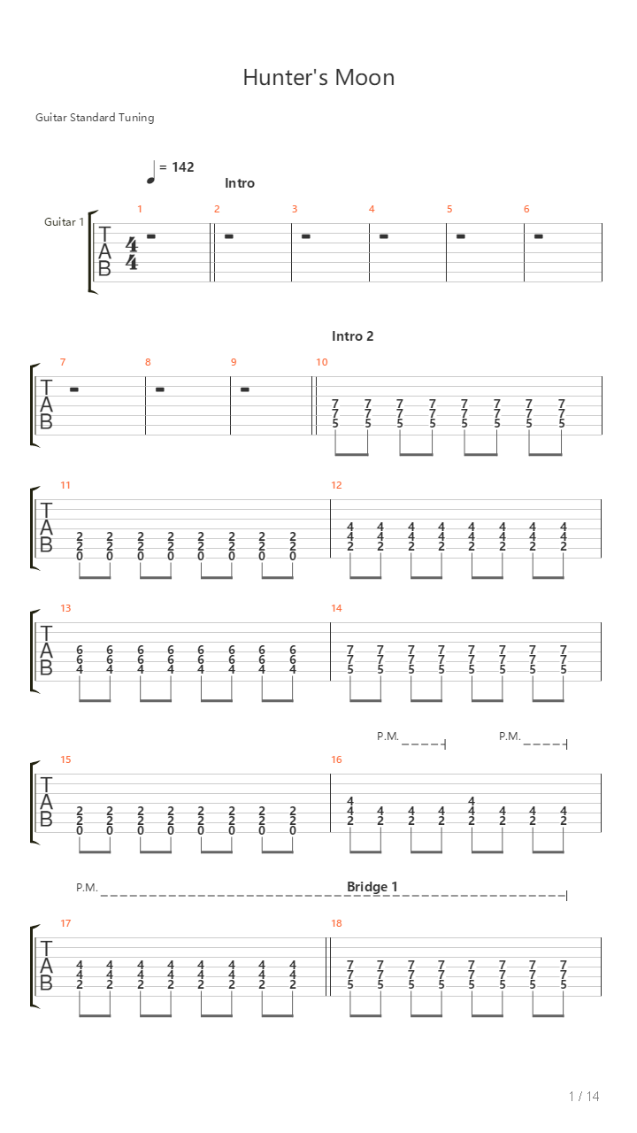 Hunters Moon吉他谱