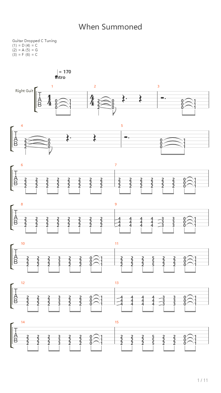 When Summoned吉他谱