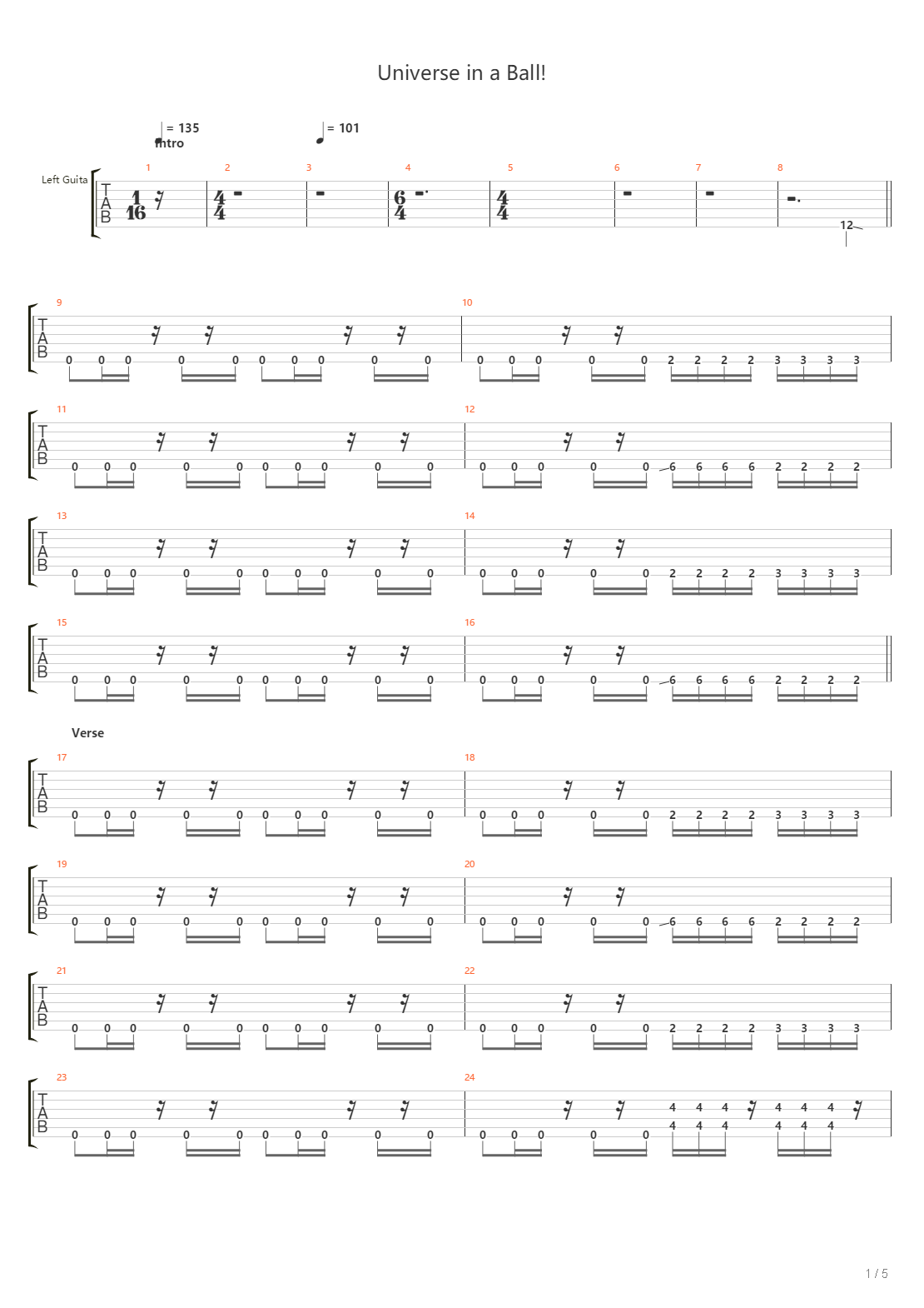 Universe In A Ball吉他谱