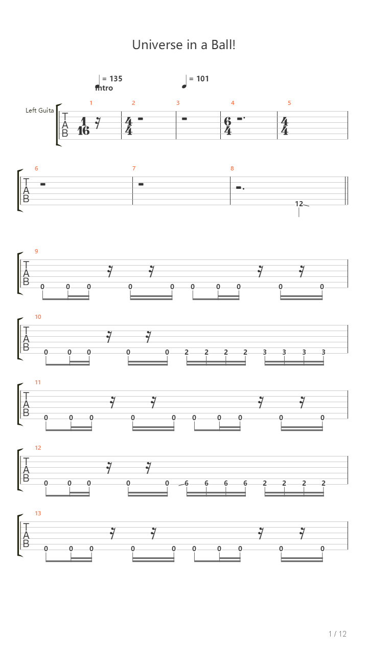 Universe In A Ball吉他谱