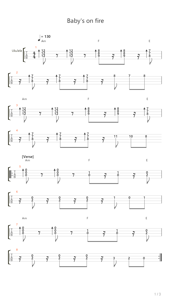 Babys On Fire吉他谱