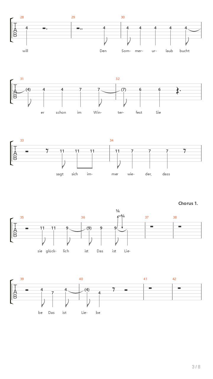 Wahre Liebe吉他谱