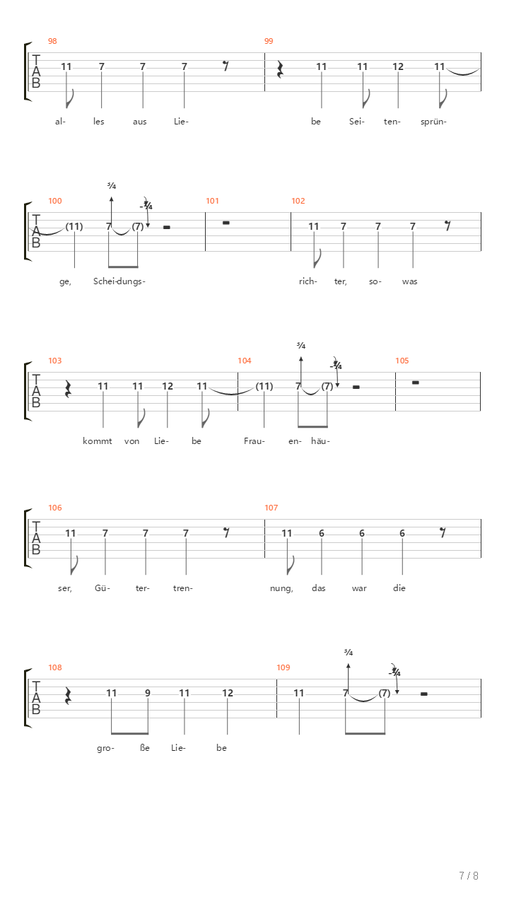 Wahre Liebe吉他谱