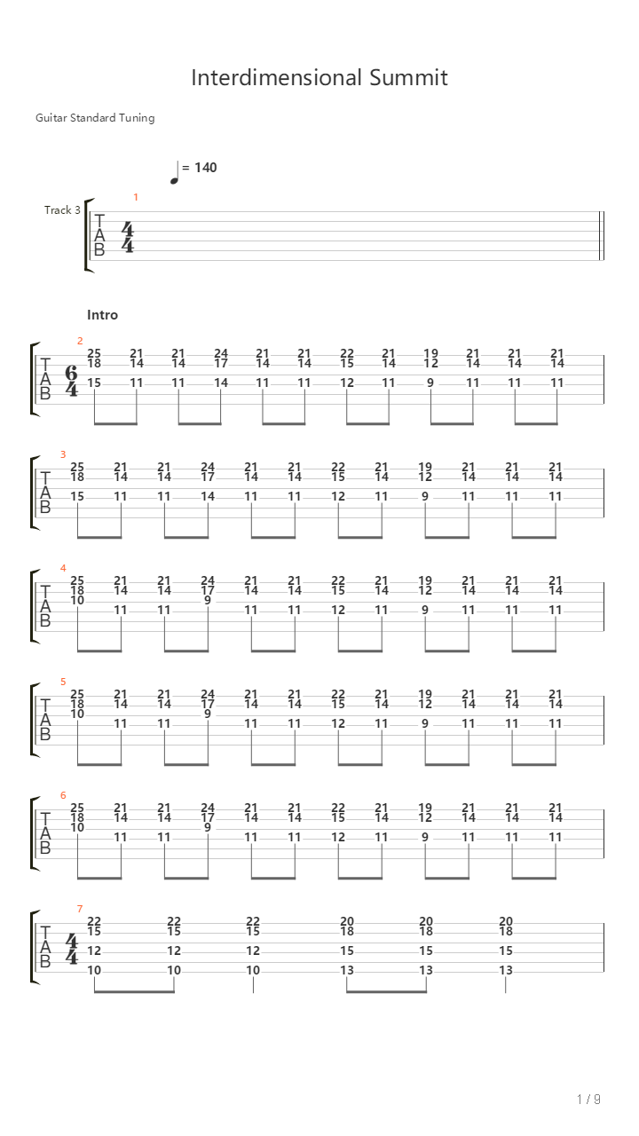 Interdimensional Summit吉他谱