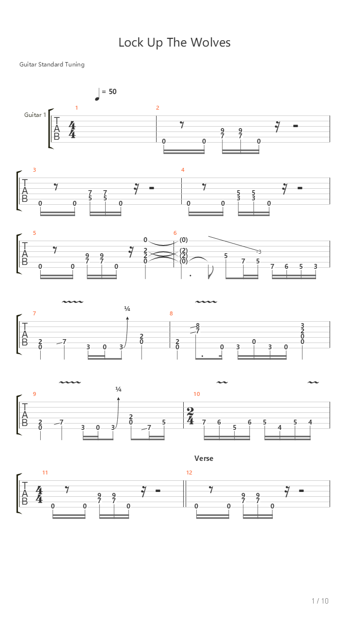 Lock Up The Wolves吉他谱