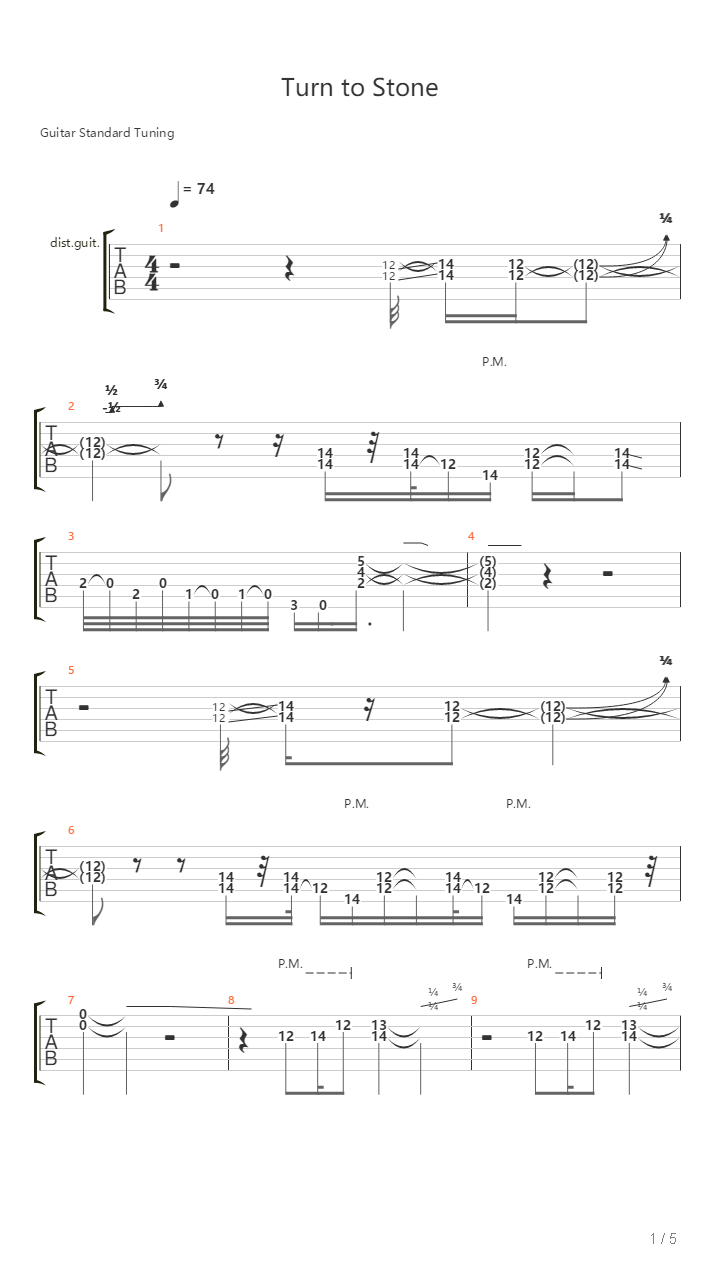 Turn To Stone吉他谱