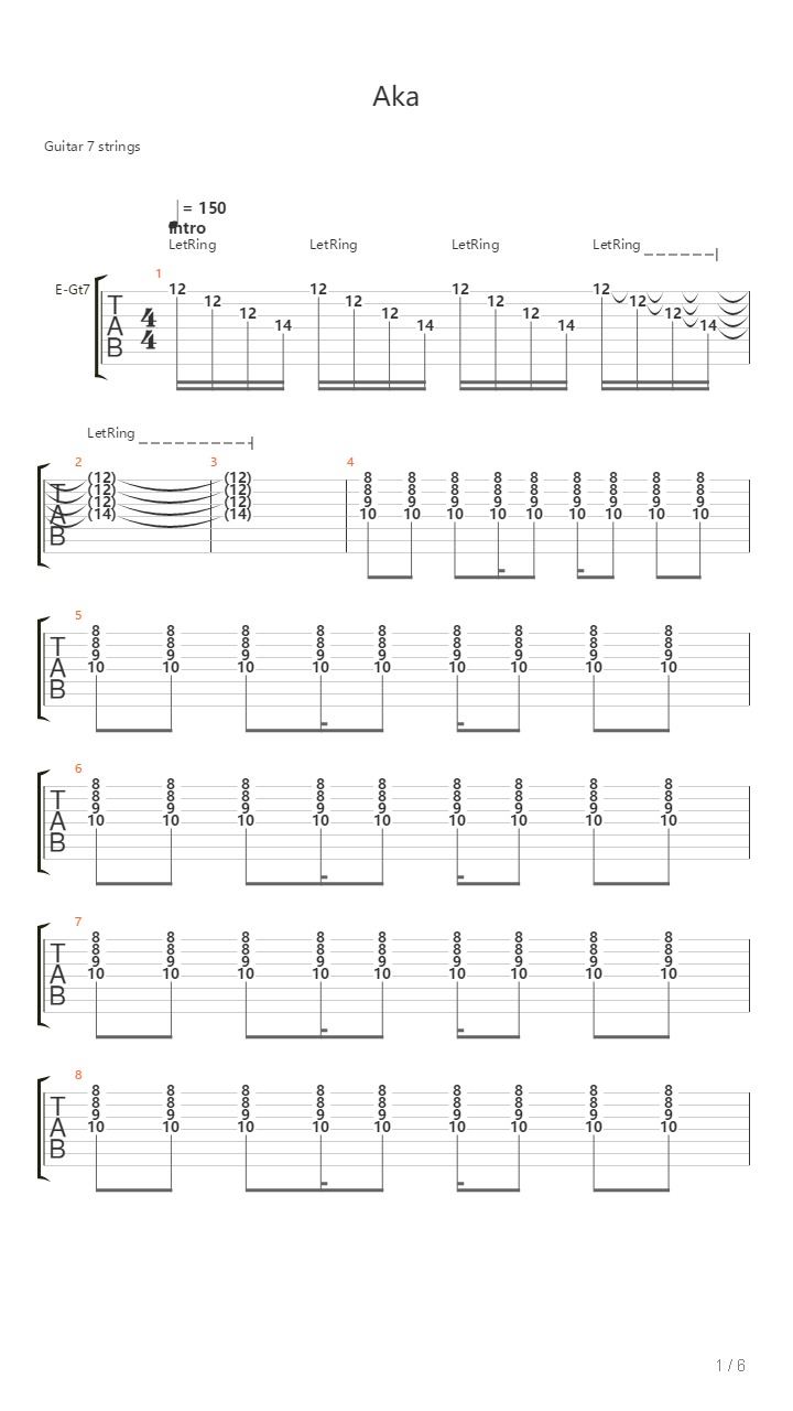 Aka吉他谱