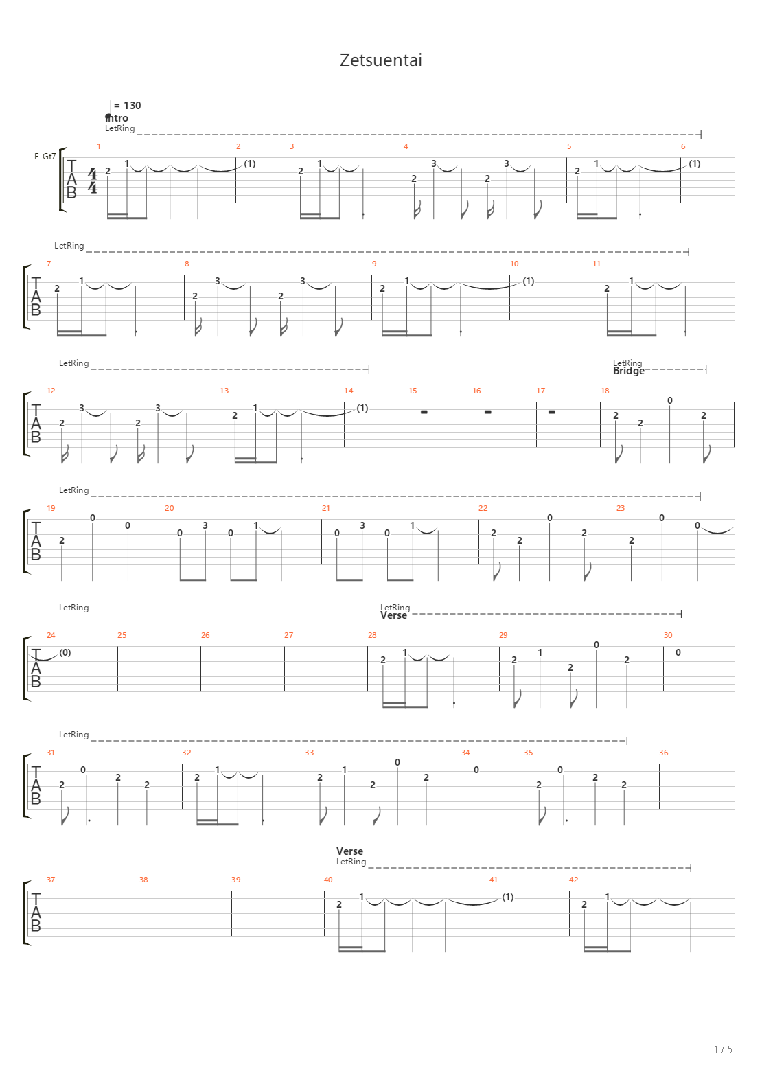 Zetsuentai吉他谱