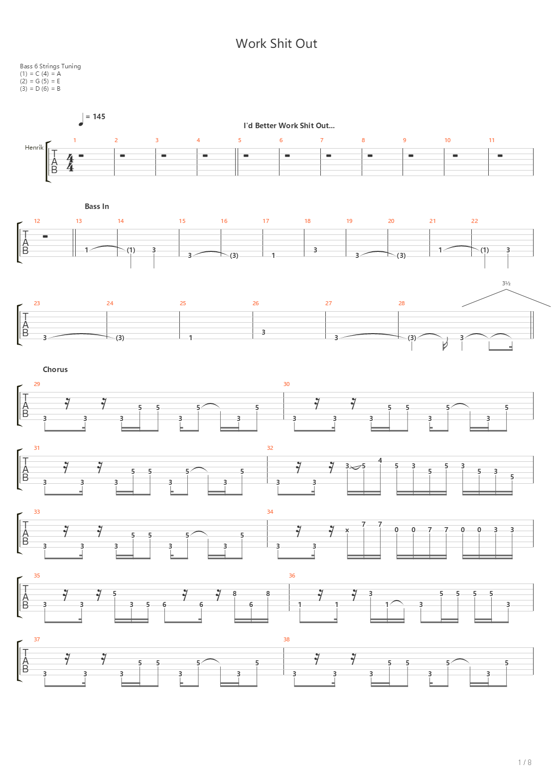 Work Shit Out吉他谱
