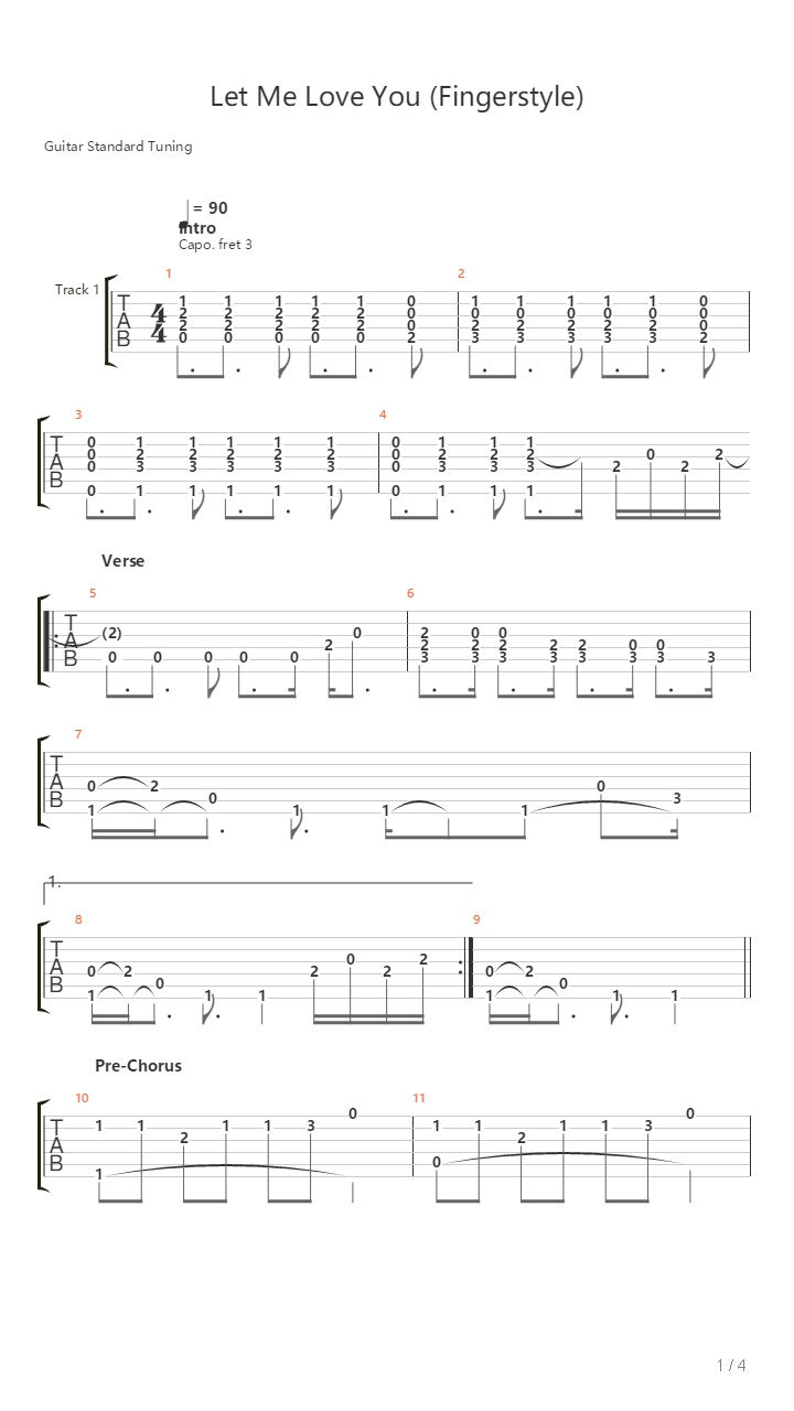 Let Me Love You吉他谱