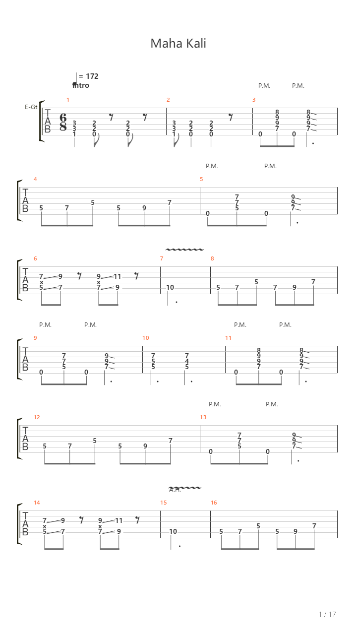 Maha Kali吉他谱