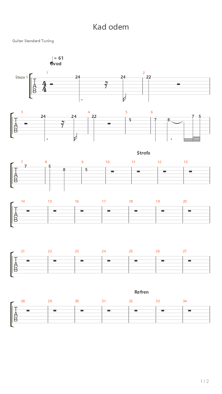 Kad Odem吉他谱