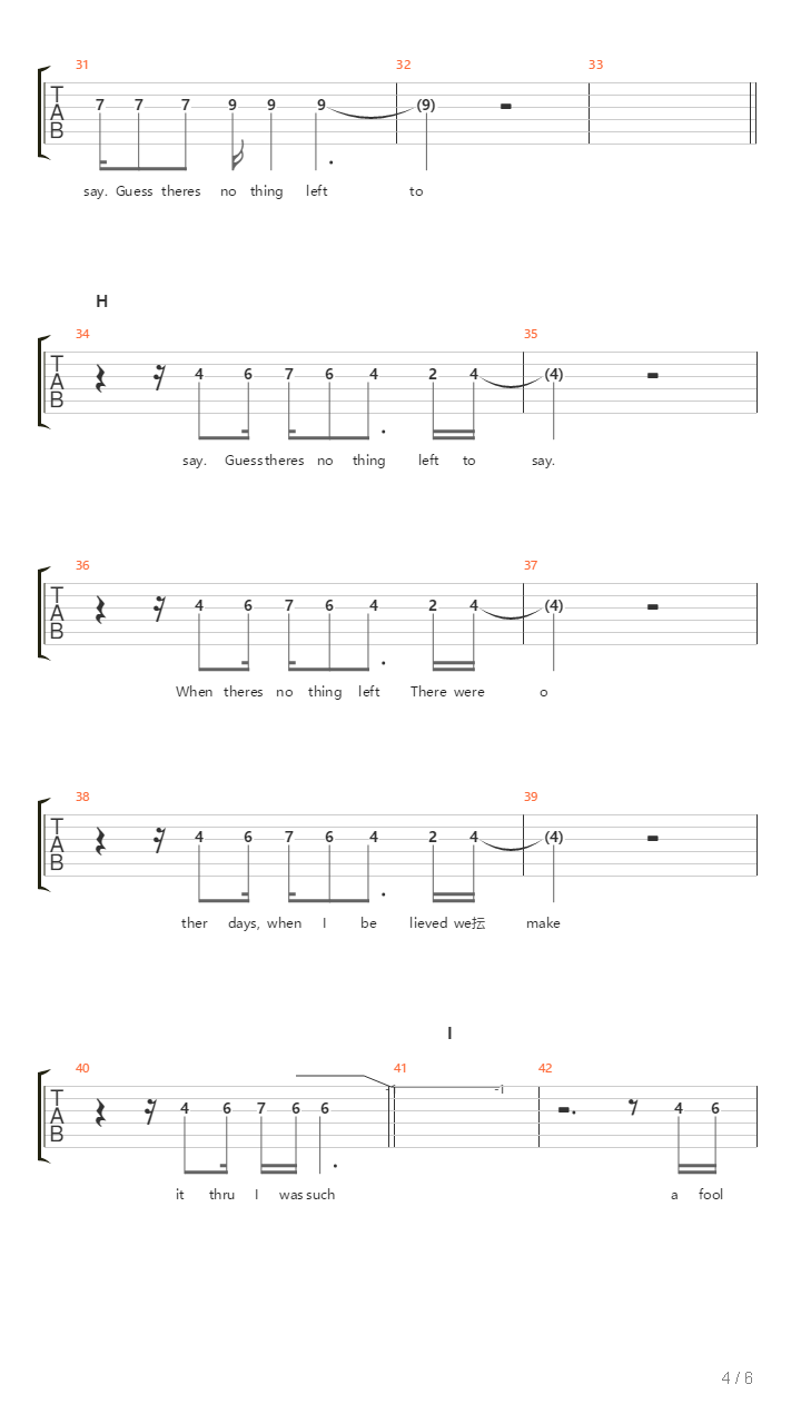 Nothing Left To Say吉他谱