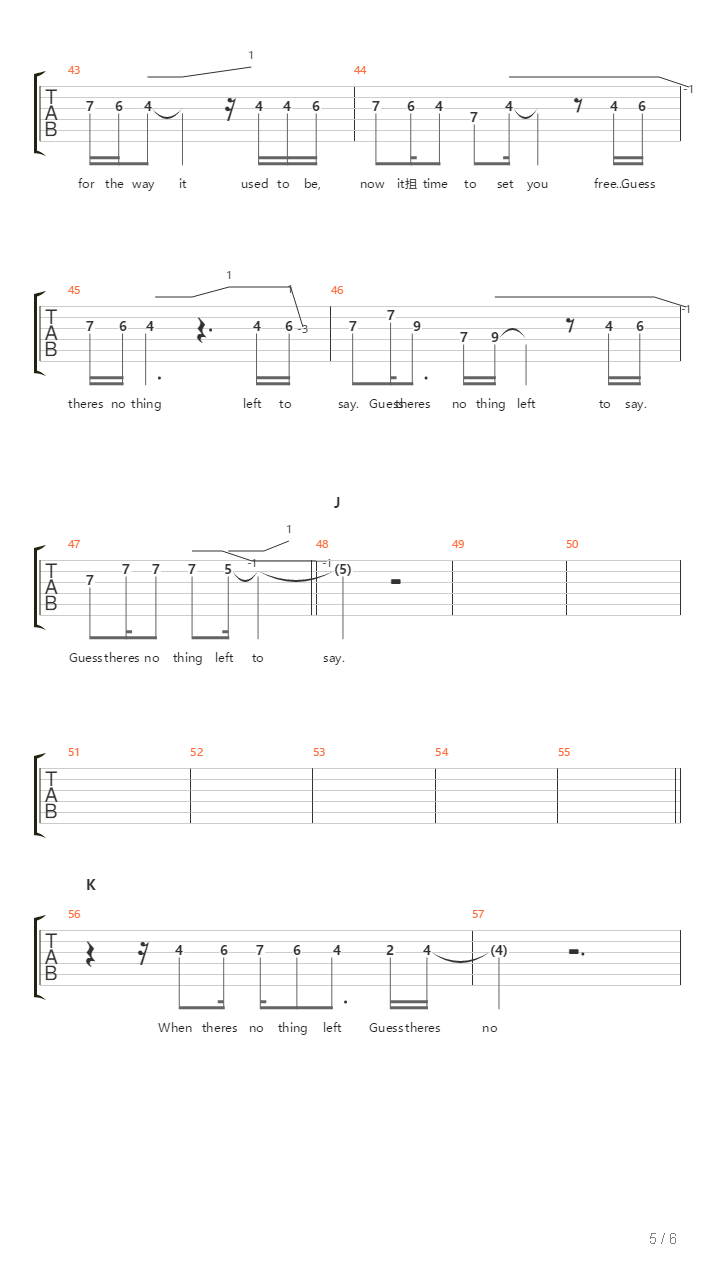 Nothing Left To Say吉他谱