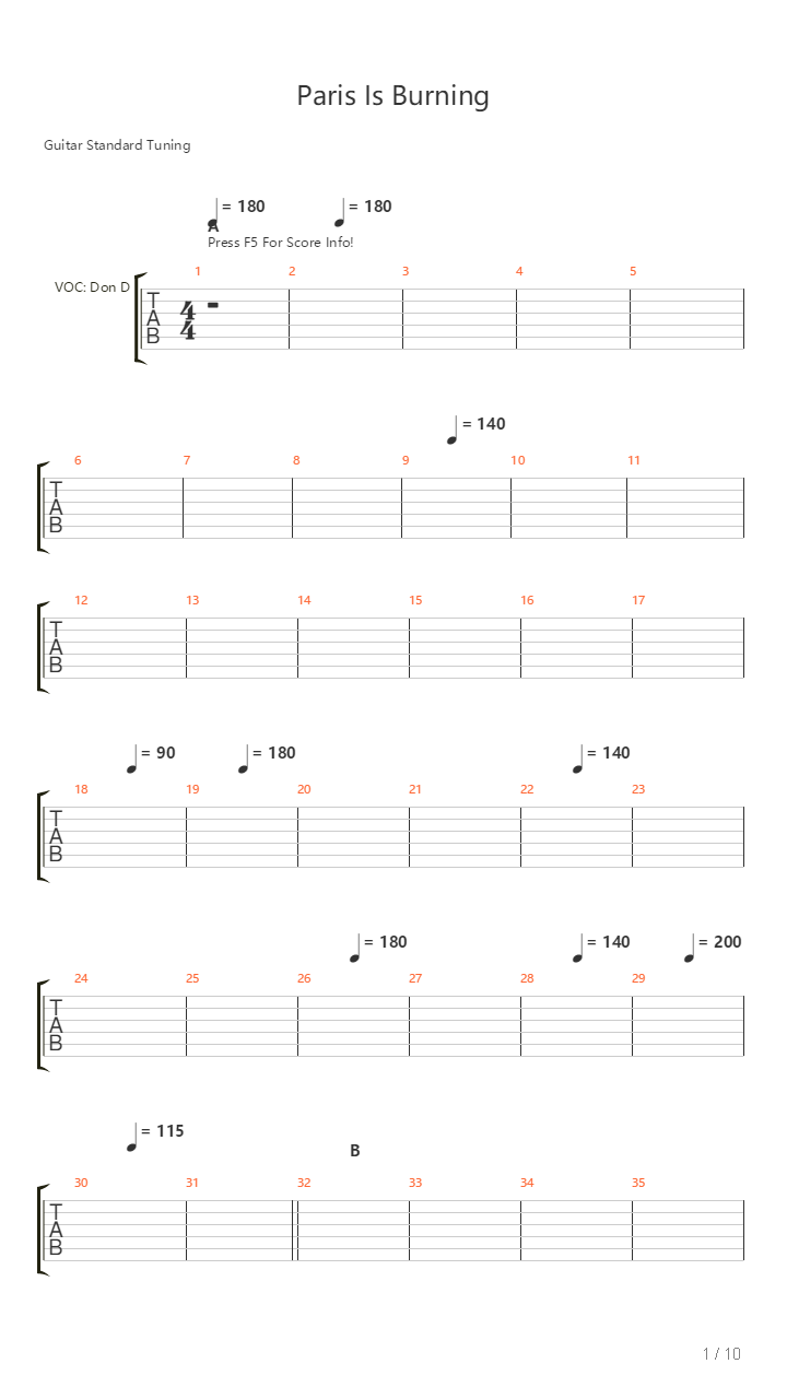 Paris Is Burning吉他谱