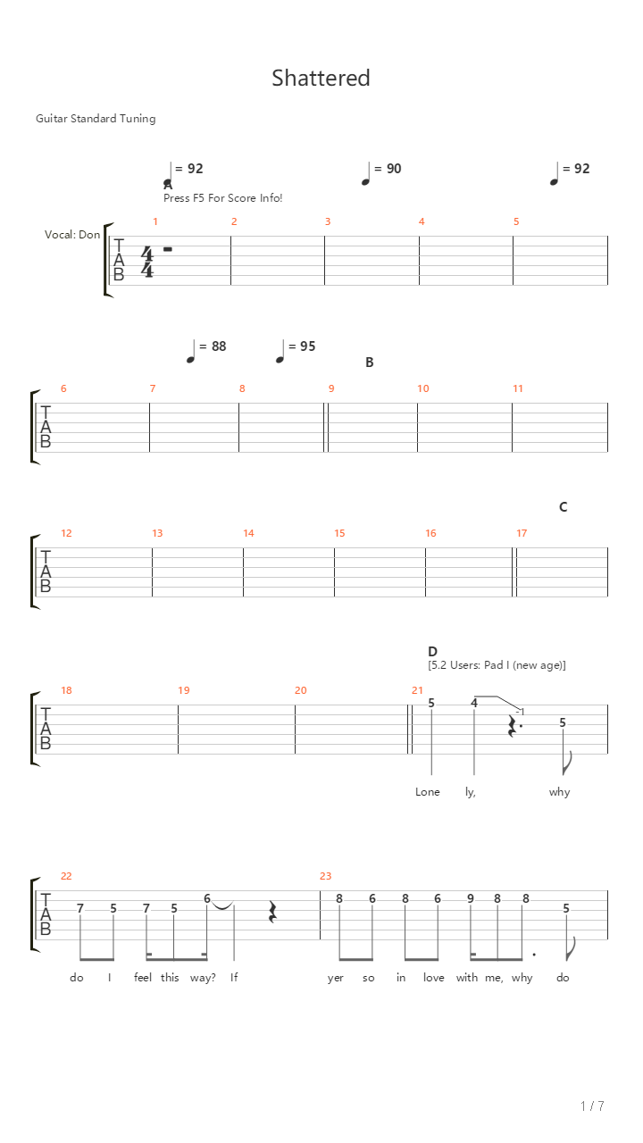 Shattered吉他谱