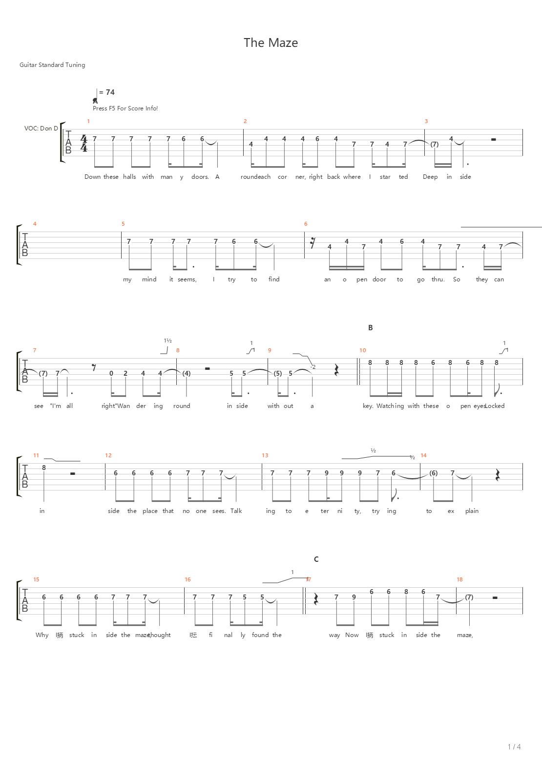 The Maze吉他谱