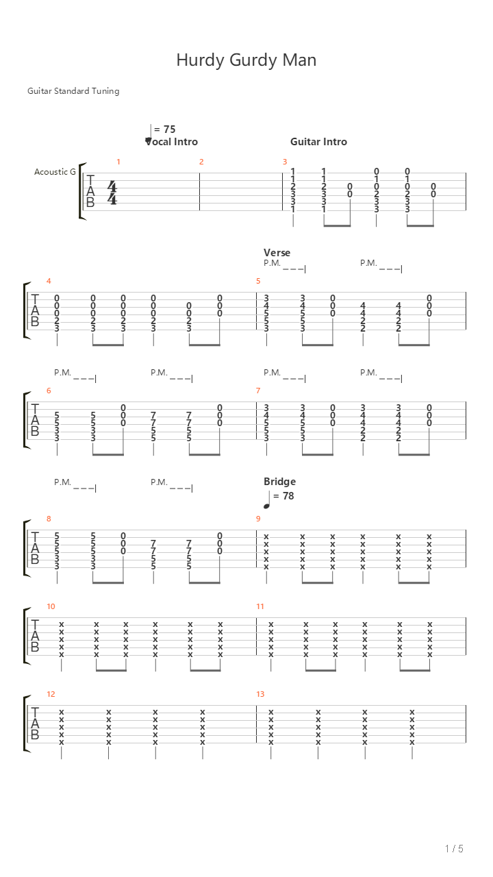 Hurdy Gurdy Man吉他谱