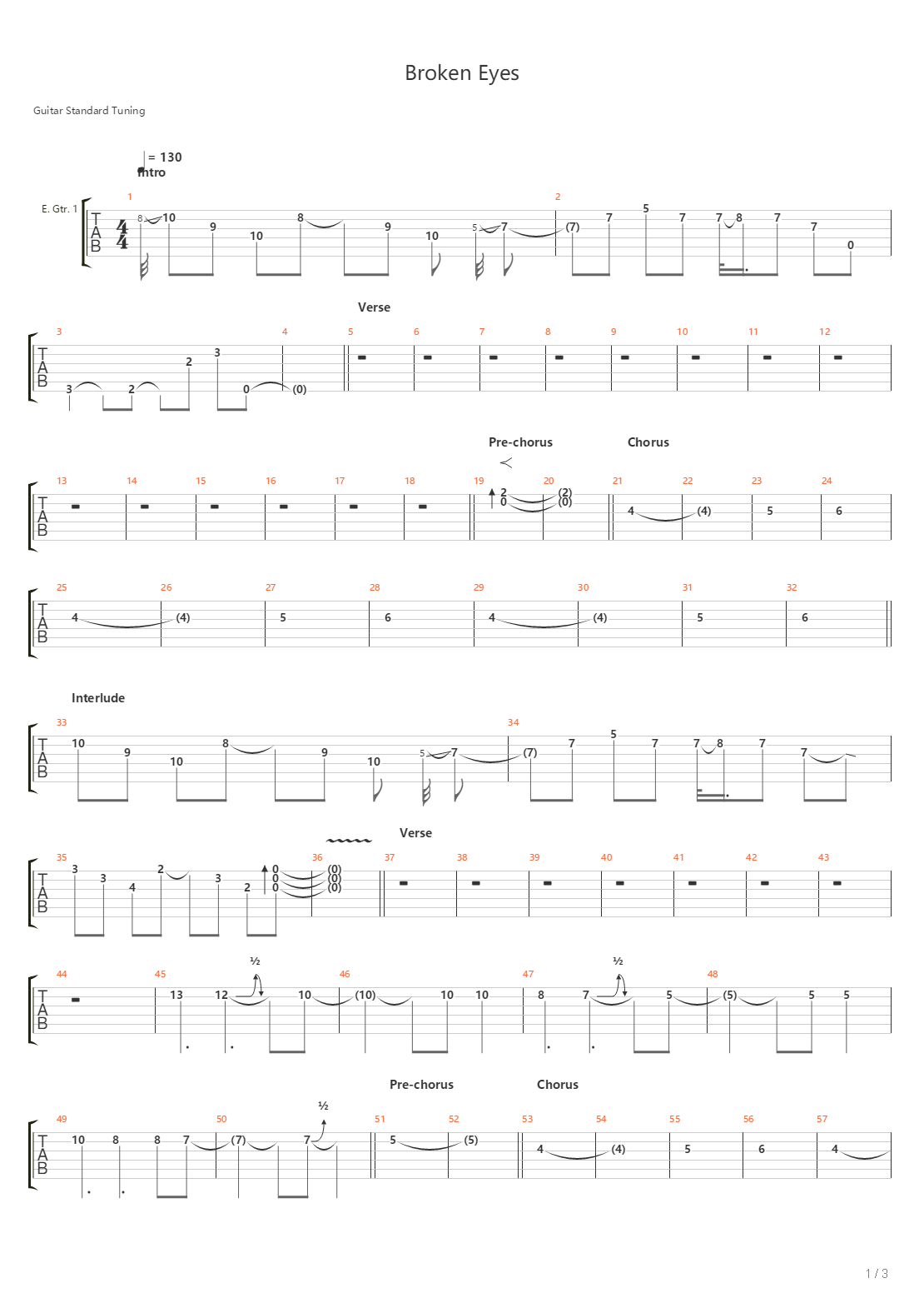Broken Eyes吉他谱