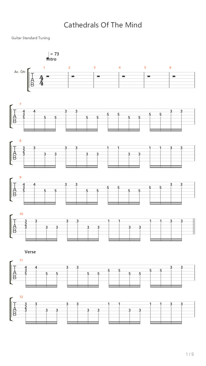 Cathedrals Of The Mind吉他谱