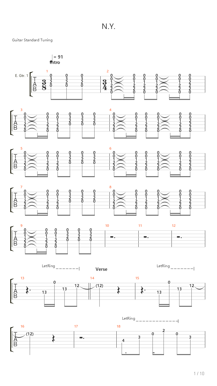 Ny吉他谱