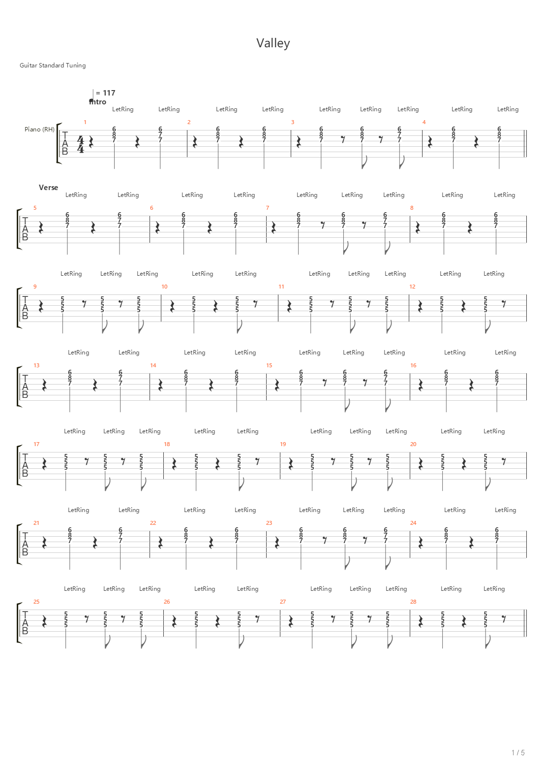 Valley吉他谱