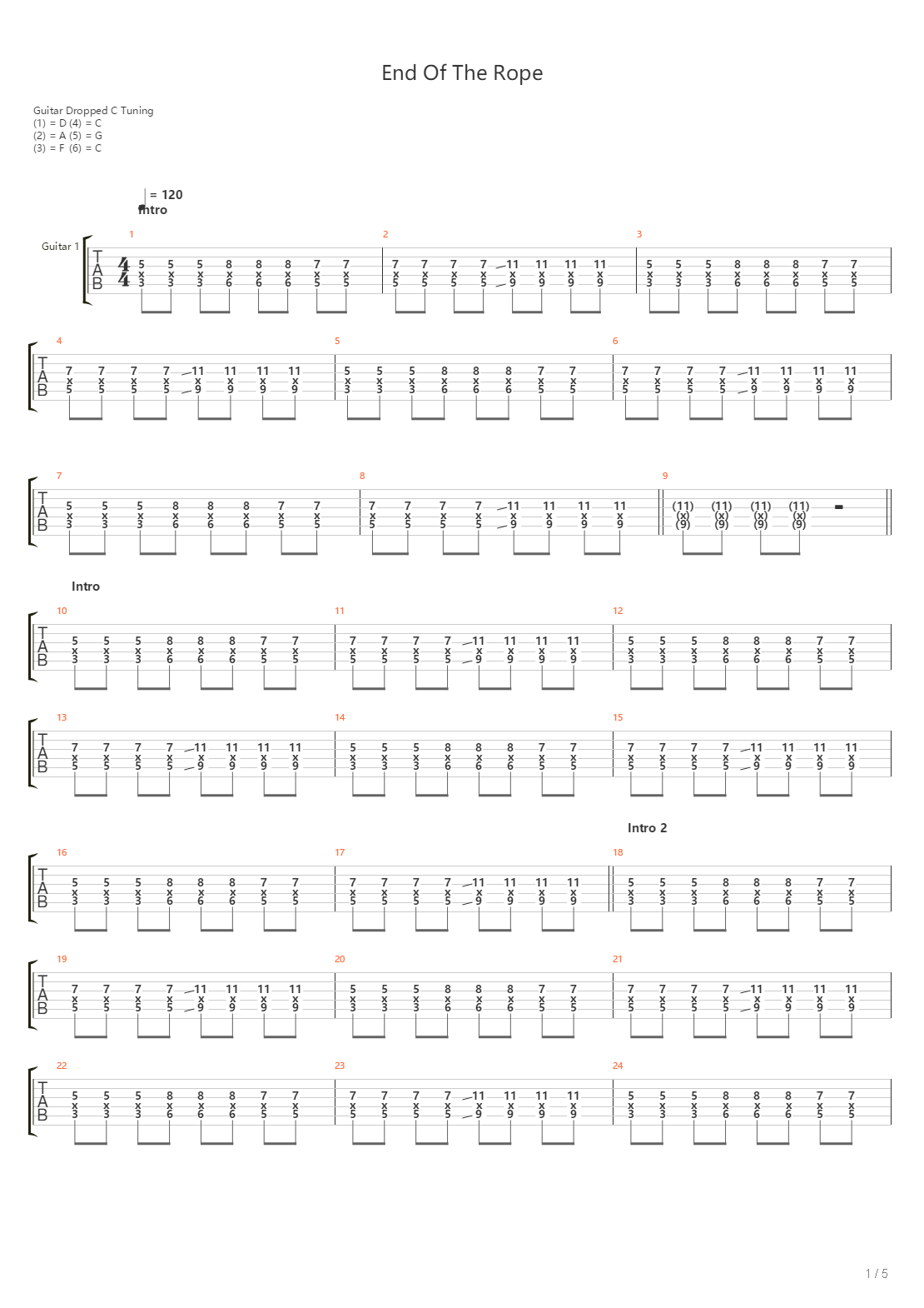 End Of The Rope吉他谱
