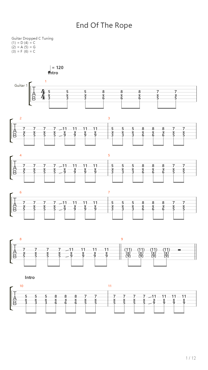 End Of The Rope吉他谱