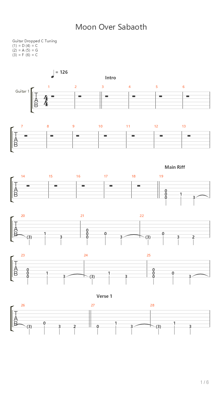 Moon Over Sabaoth吉他谱