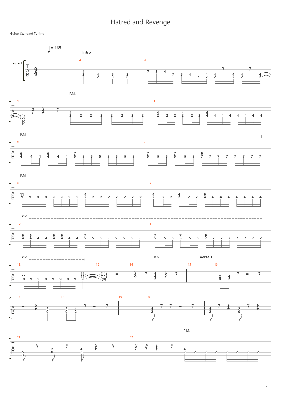 Hatred And Revenge吉他谱