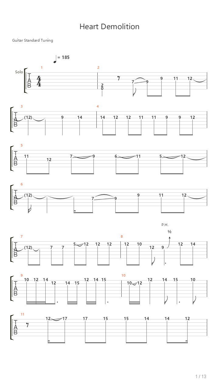 Heart Demolition吉他谱