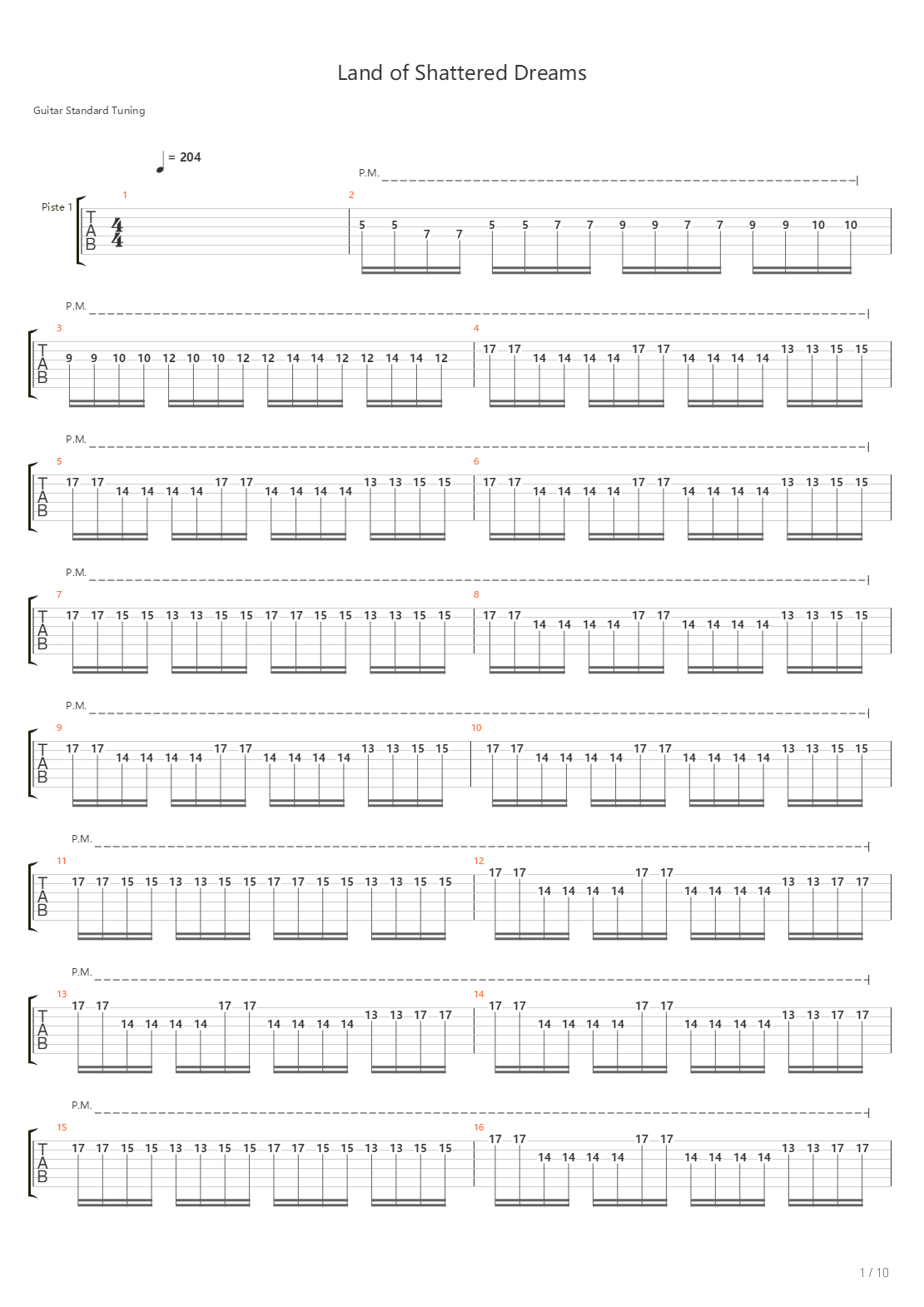Land Of Shattered Dreams吉他谱
