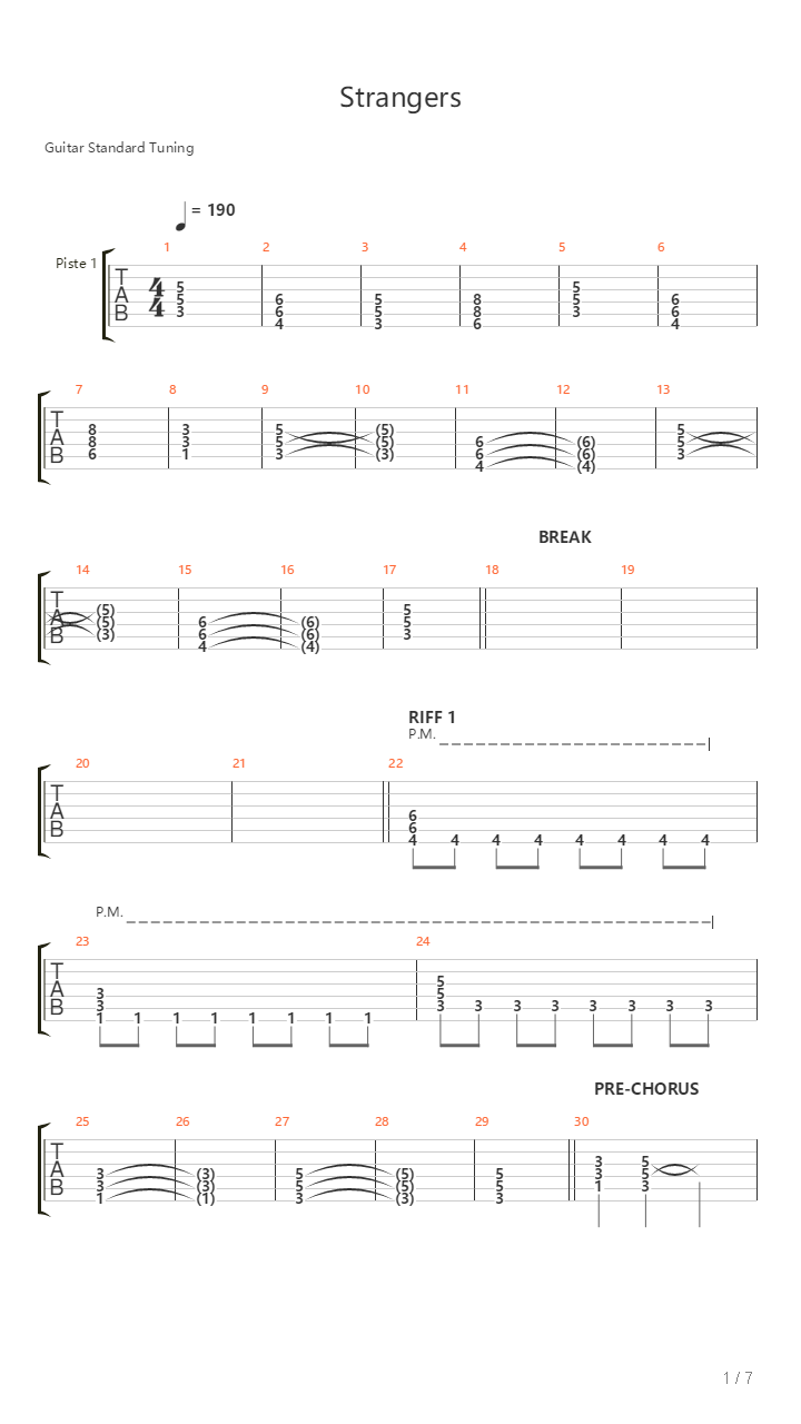 Strangers吉他谱