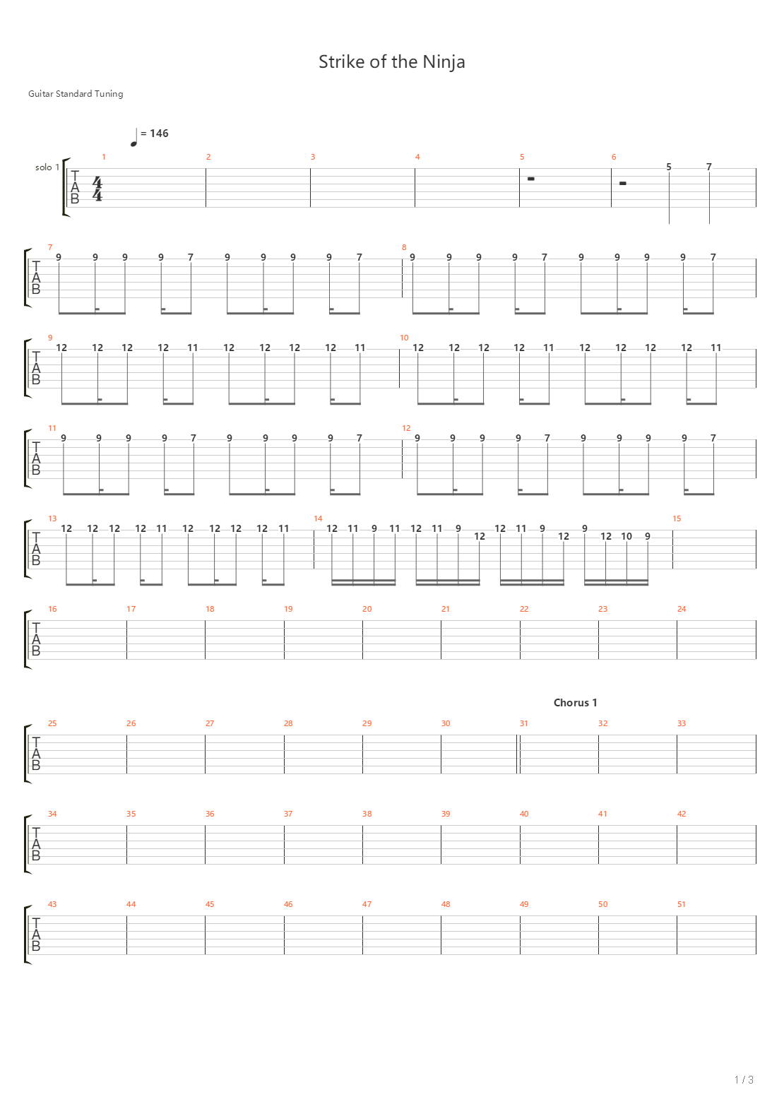 Strike Of The Ninja吉他谱